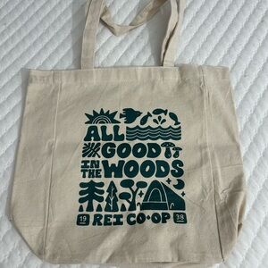 REI Cream Tote Bag with Green Print